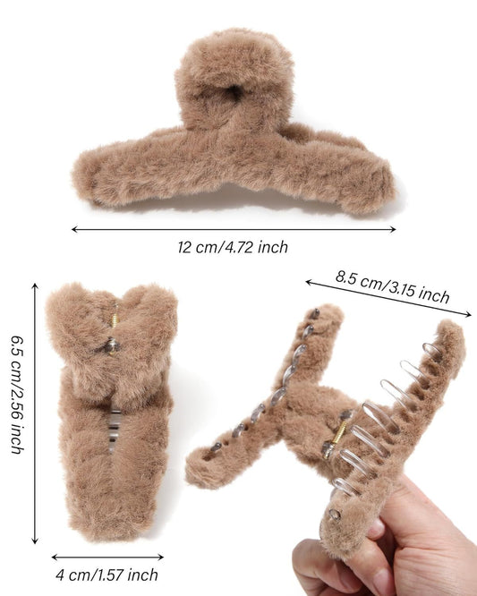Plush Clip - Hair Clip, 6 Pcs Rectangular Cute Hair Clips or Women, Large Hair Barrettes or Thick Hair, Non V1259-DP01-E-558