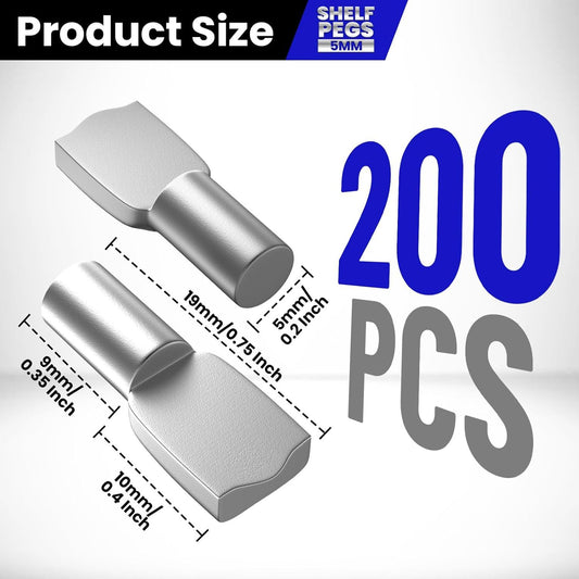 200 PCS 5mm Shel Pins, Shel Pegs, Metal Nickel Shel Pins, Shel Support Pegs, Cabinet Shel Pegs, Shel Pegs or V1259-DP01-E-577