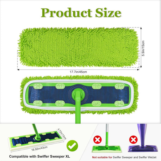 XL Mop Pads Compatible with Swier XL Sweeper, X-Large Dry Sweeping Cloths, XL Wet Pads Reills, Reusable V1259-DP01-E-605