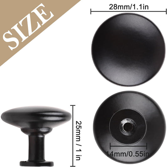 Pack of 6 Round Mushroom Shape Drawer Pulls Varnish Black Furniture Cupboard Aluminium Alloy Dresser Knobs V1259-DP01-E-89