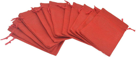 50Pcs Burlap Gift Bags 5 x 7 Inch, Red Linen Drawstring Christmas Candy Bags, Jute Sacks Jewelry Pouches V1259-DP01-F-110