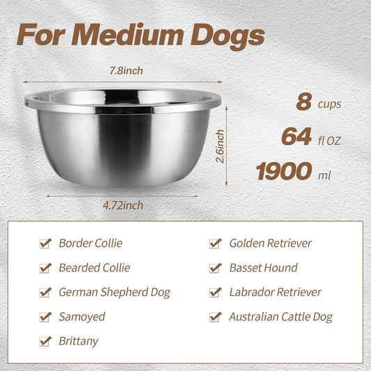 10 Pcs 8 Cup Metal Dog Bowls Stainless Steel Thickened Food Bowls Travel Kennel Food and Water Dish for V1259-DP01-F-117