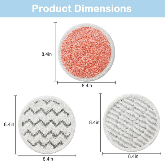 8 Pack Upgraded 3897A Rotating Mop Pads Replacement Steam Mop Pads or Bissell SpinWave SmartSteam Scrubbing V1259-DP01-F-178