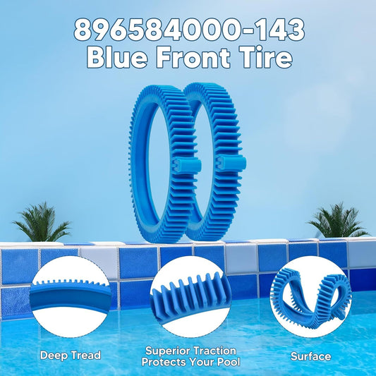 896584000-143 Blue ront Tire Kit with Super Hump Replacement or Haywood Poolvergnuegen Select Pool Cleaners V1259-DP01-F-342