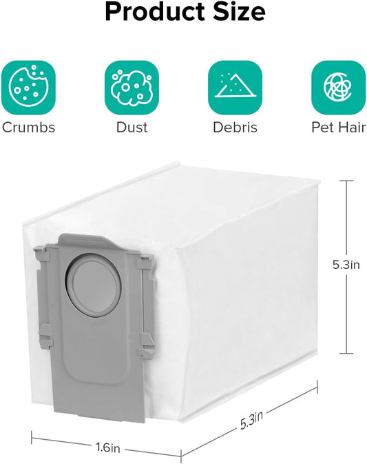 6 Packs Disposable Dust Bags or QV35A, Saros10series, Saros20, Saros 20 Sonic, QrevoCurv2low, QrevoCurv, V1259-DP01-F-357