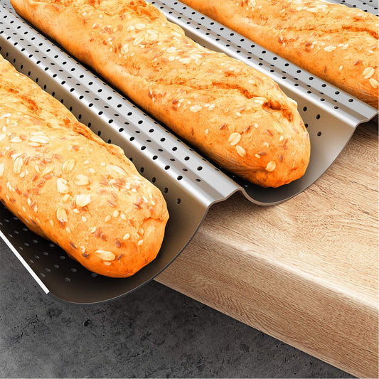 2 Pack Nonstick Perorated Baguette Pan 15" x 13" or rench Bread Baking 4 Wave Loaves Loa Bake Mold Oven V1259-DP01-F-468