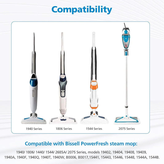 6 Pack 1940 or Bissell Steam Mop Pads or Bissell Powerresh Steam Mop 1806 1544 1440 2075A 2685A 1940W 19404 V1259-DP01-F-483