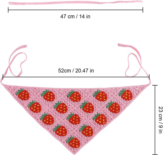 Crochet Bandana Head Kerchie Hair Scar 2Pcs Knitted Scarves Tie Bcak loral Headwrap or Women Girls V1259-DP01-F-564