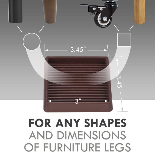 2" Round 4 Pack 3" Square 4 Pack Rubber Caster Cups, Non Slip urniture Pads, Anti-Slip Gripper, Anti Skid V1259-DP01-F-570