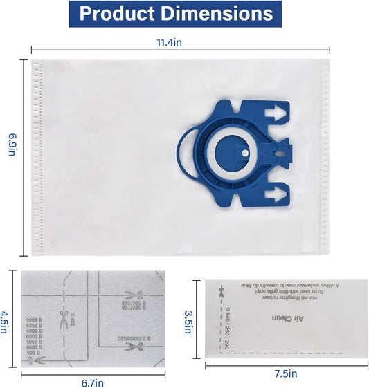 20 Pack 3D Airclean Vacuum Bags, Replacement or Miele AirClean 3D Eiciency Dust Bag,Miele Classic C1 Complete V1259-DP01-F-586