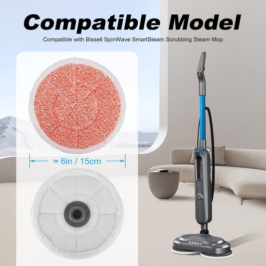 3897A Replacement Steam Mop Pads: 12 Packs Spin Mop Reills Compatible with Bissell Spinwave 3897A 3712C 3712W V1259-DP01-F-601