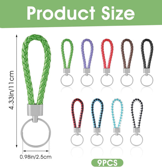 9 Pcs Braided Keychain, Small Key Chain Handwoven for Car Keys, Elegant Accessories for Men and Women, V1259-DP01-G-00019