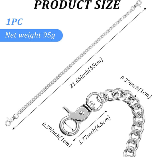Pants Chain, Silver Durable Pants Chain Belt Wallet Chains for Men & Women Heavy Duty Metal Biker Clothing V1259-DP01-G-00022