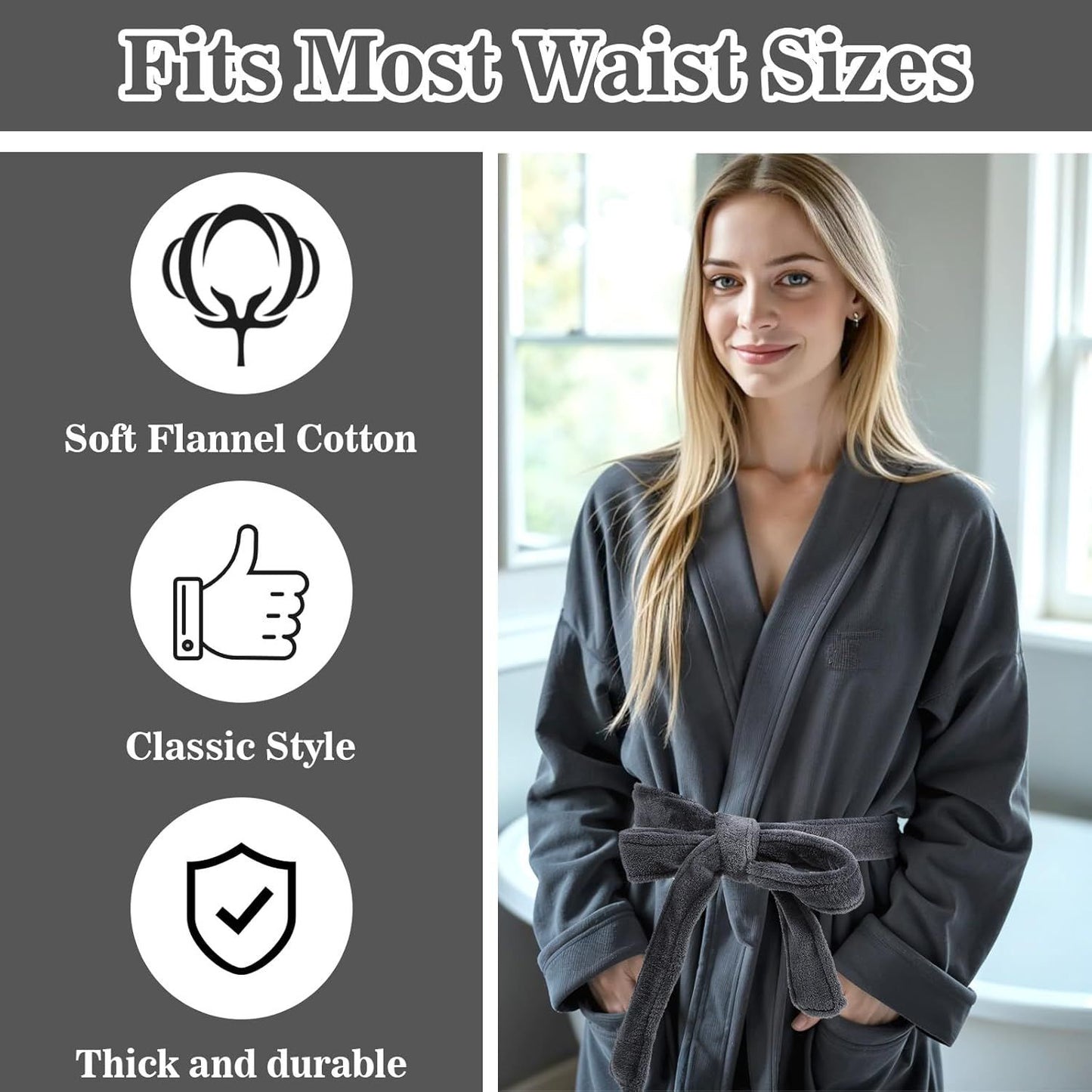 67 Inch Robe Tie Replacement, Reusable & Easy to Clean Robe Belt Replacement for Travel Hotel Home Women Men V1259-DP01-G-00024