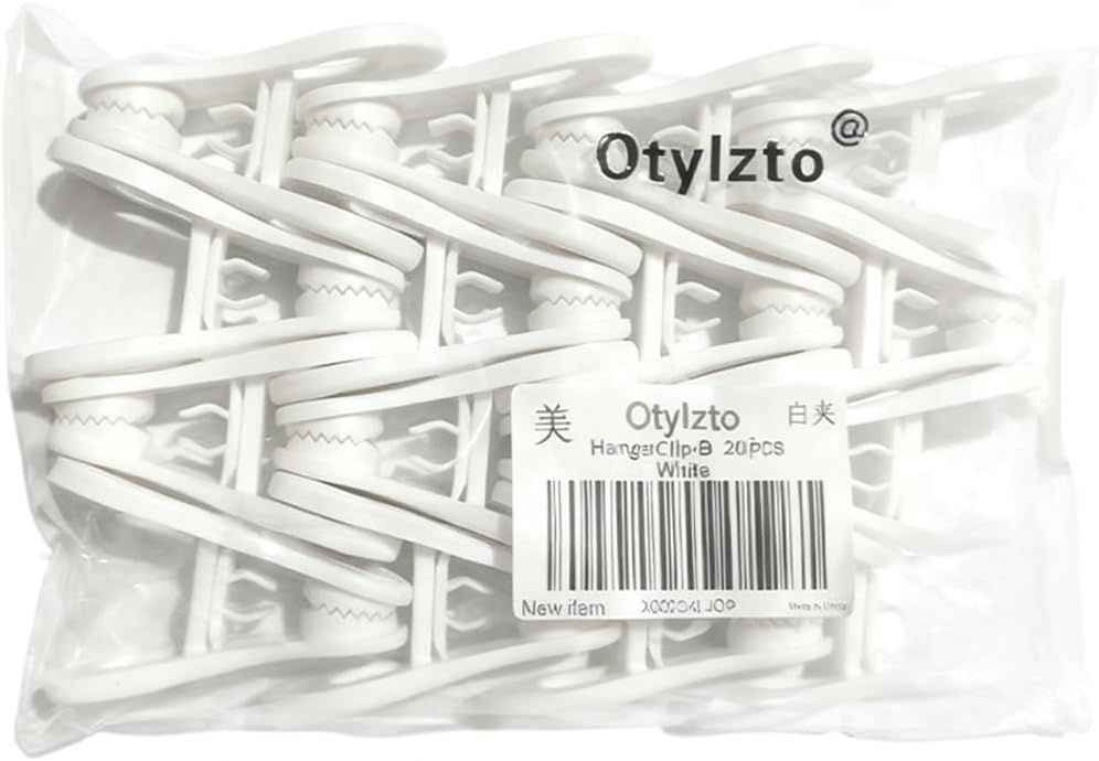 20 Pcs Multi-Purpose Clips for Hangers, White Clothes Hanger Clips, Standard Plastic Hanger V1259-DP01-G-00059