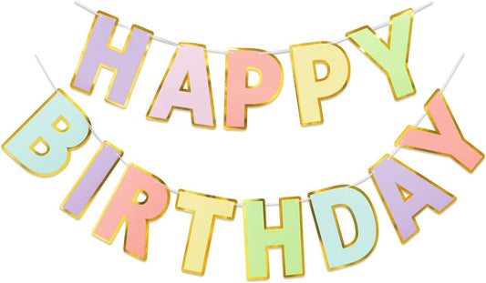 Happy Birthday Banner - 9ft Pre-Strung Happy Birthday Sign for Women, Men, Girls, Boys - No DIY Birthday V1259-DP01-G-00099