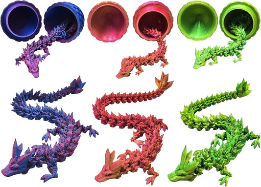 3 PCS MINI 3D Printed Dragon in Egg,Full Articulated Crystal Dragon,Flexible Joints Home Decor Executive Desk V1259-DP01-G-00111