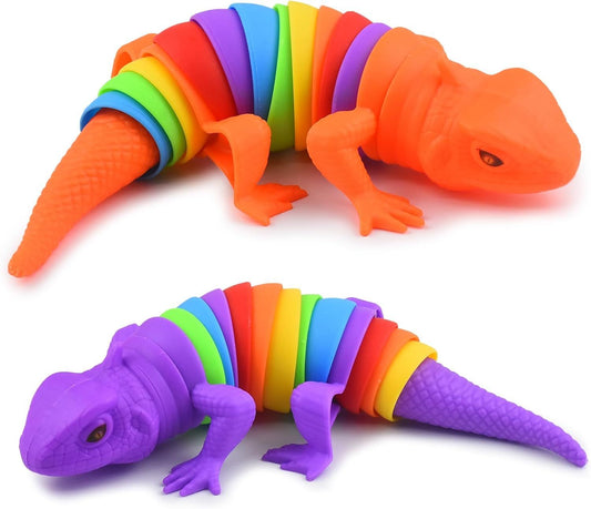 2 PCS Fidget Lizards Toys for Adults,3D Articulated Caterpillar Sensory Stress Relief Flexible Hand Toy, V1259-DP01-G-00121