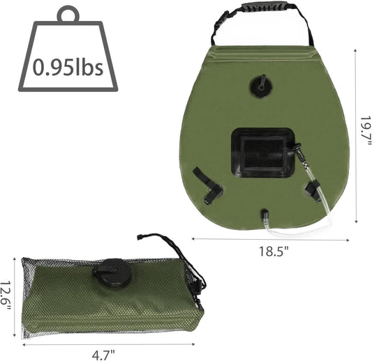 Solar Shower Bag 5 Gal/20L Solar Heating Camping Shower Bag with Shower Head Portable Shower for Beach V1259-DP01-H-00044