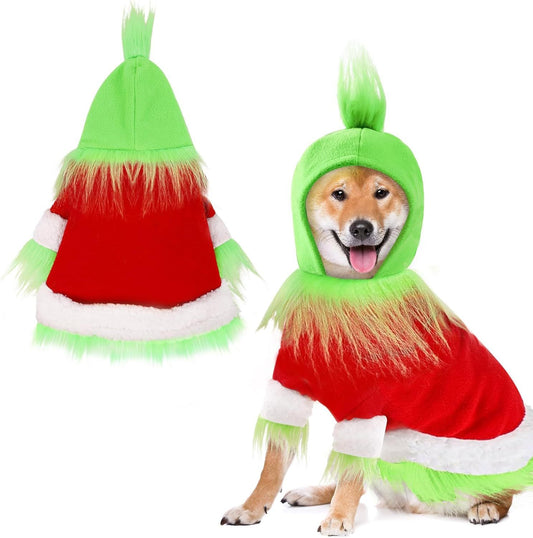 Dog Christmas Outfit, Christmas Pet Clothes Green Classic Dog Hoodie Shirt Cosplay Apparel Christmas Party V1259-DP01-H-00096