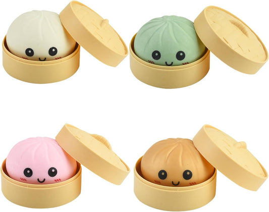 4 PCS Smiling face Colorful Dumpling Stress Balls Fidget Sensory Toy,Squeeze Dough Ball Stress Relief Hand V1259-DP01-H-00114