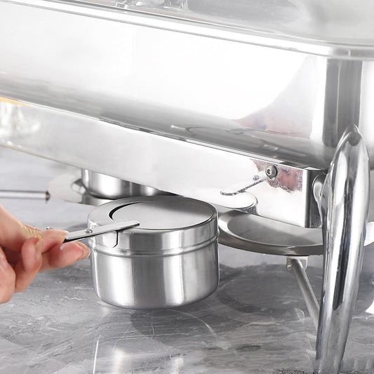 8 Pack Chafing Fuel Holder, Stainless Steel Chafe Wick Fuel Holder with Safety Cover Canned Heat Box Holder V1259-DP01-I-00008