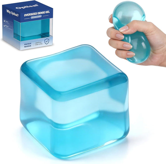 Oversized Dense Gel Stress Cube (2.55") - Anxiety Relief Fidget Toy - Larger, Firmer, Slow-Rise - V1259-DP01-I-00040