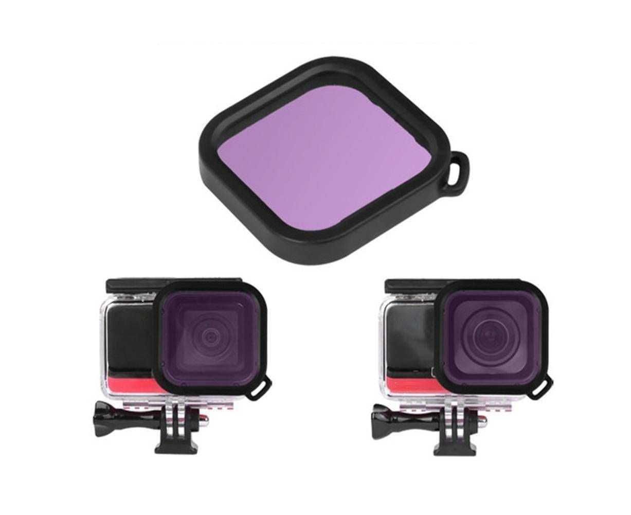 3Pcs Diving Waterproof Housing Case Lens Filter Set for Insta360 One R Camera Red+Pink+Purple V1263-JX-1049