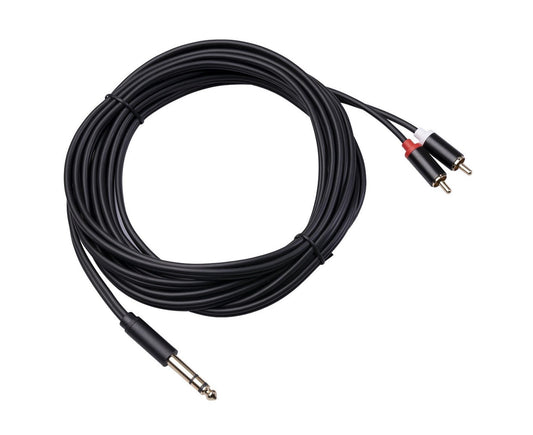 6.35mm Male to 2 RCA Male Audio Cable Copper Conductor Stereo Wire Cord for Sound Mixing Console Black V1263-JX-1054