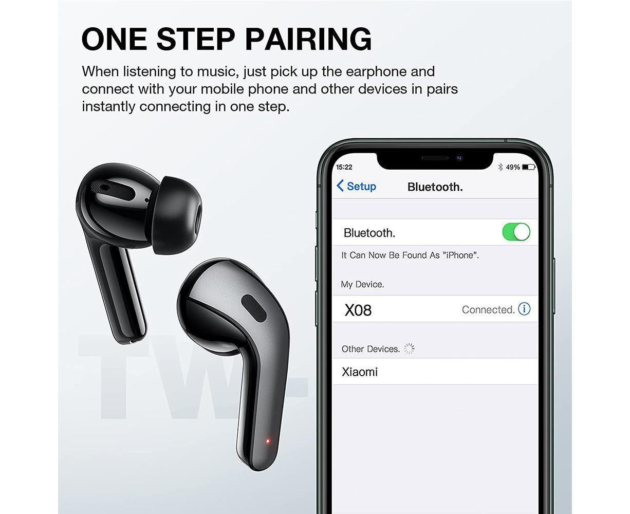 True Wireless Earbuds - LED Power Display - Bluetooth Earphones with Charging Case and Mic V1263-JX-12