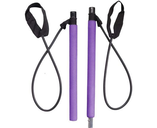 Pilates Exercise Stick Kit,Portable Compact 3-Section Yoga Resistance Bands for Legs and Butt, Pilates Bar V1263-JX-1225