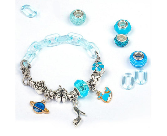 113pcs Bracelet Making Kit DIY Charm Bracelets Kit Jewellery Crafts Set for Girls Gifts - Blue V1263-JX-1317