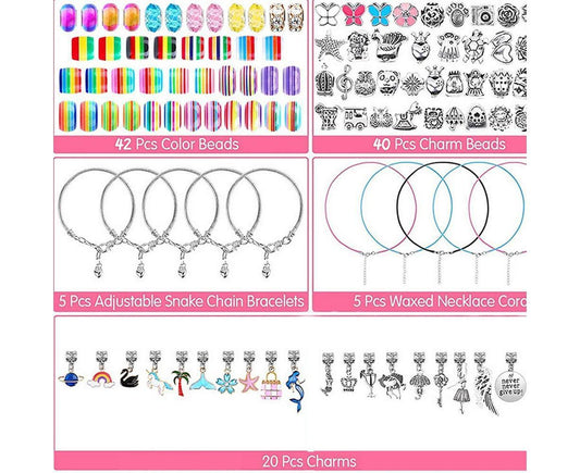 112pcs DIY Charm Jewelry Beads Crafts Bracelet Making Kit Gifts for Girls Xmas V1263-JX-1318