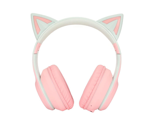 Cat Ear Bluetooth Gaming Headphones Wireless Foldable Music Headset with LED Light Detachable Microphone V1263-JX-133