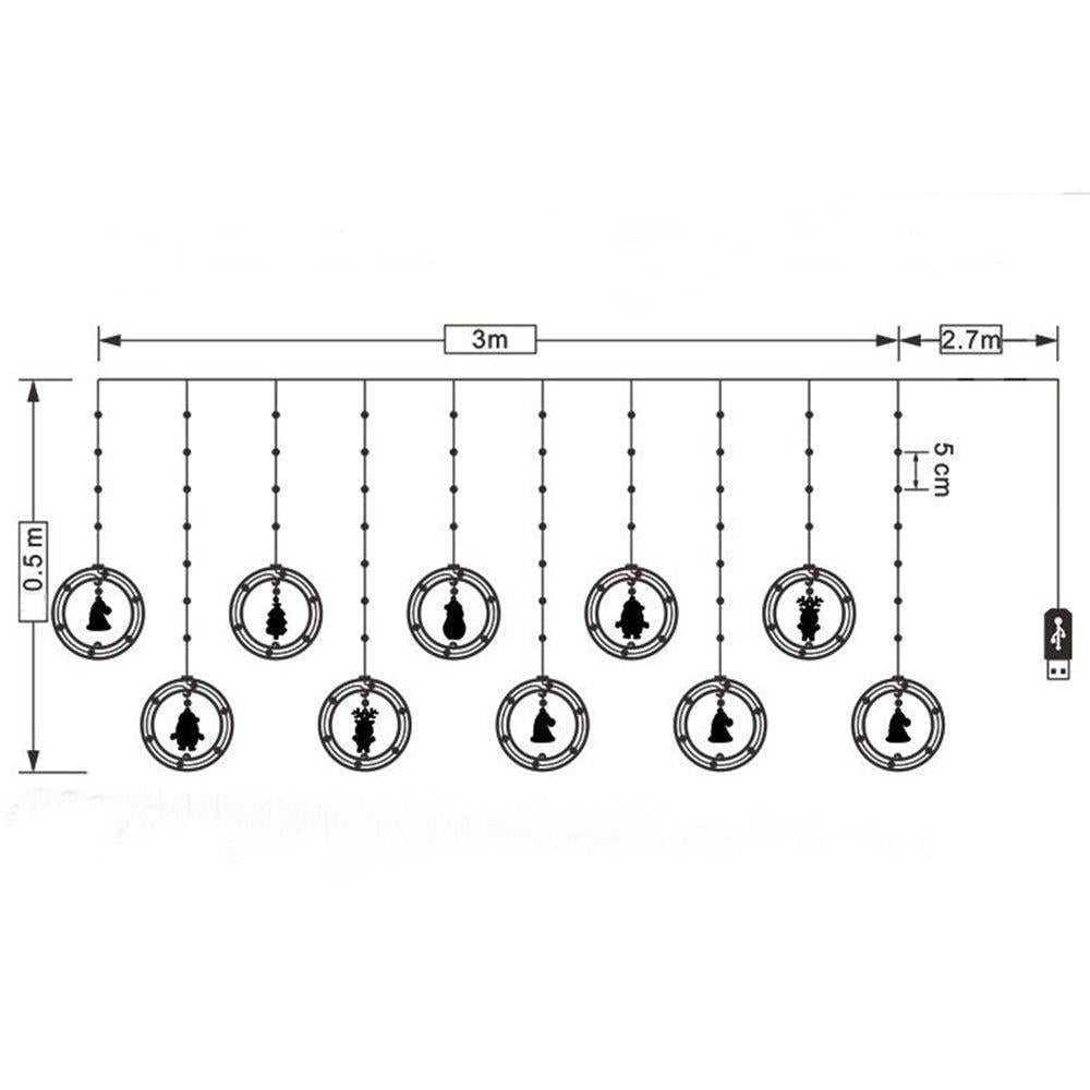 3 Meters USB Powered LED Christmas Decor Round Light Hanging Ornament Light V1263-JX-1395