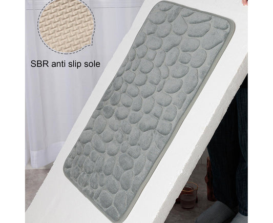 Floor Rugs Easy Clean Water Absorbent Solid Color Anti-slip Entrance Door Bath Mat for Home-Grey 50*80cm V1263-JX-1426