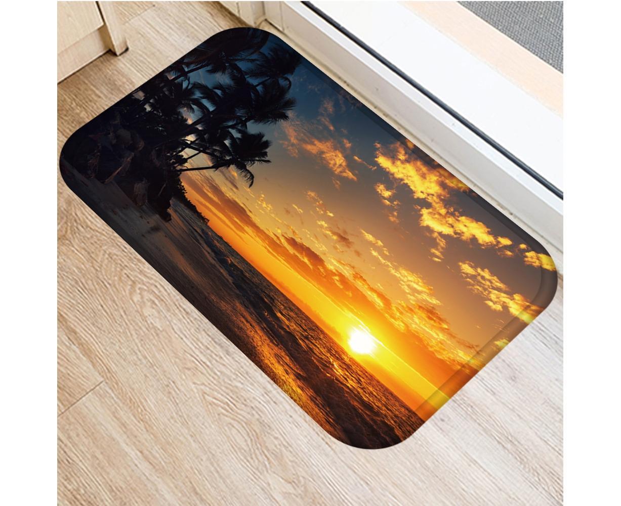 Fresh Beach Sky Kitchen Hallway Door Mat Entrance Rug Non-slip Bathroom Carpet V1263-JX-1436