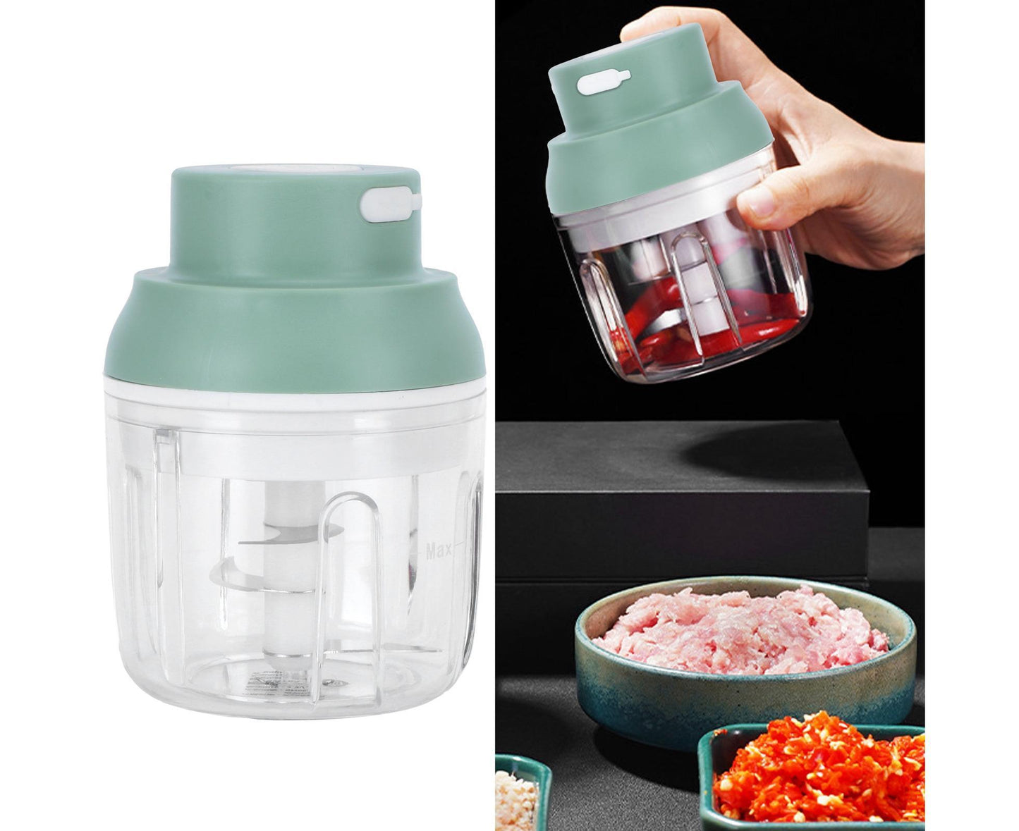Mini Vegetable Cutter 250ml Electric Garlic Masher Crusher Grinder Kitchen AccessoryGreen V1263-JX-1512