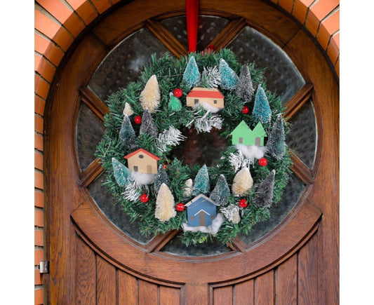 Christmas Wreath, Green, Crestwood Spruce, White Lights, Decorated with Pine Cones, Berry Clusters, Frosted V1263-JX-1559