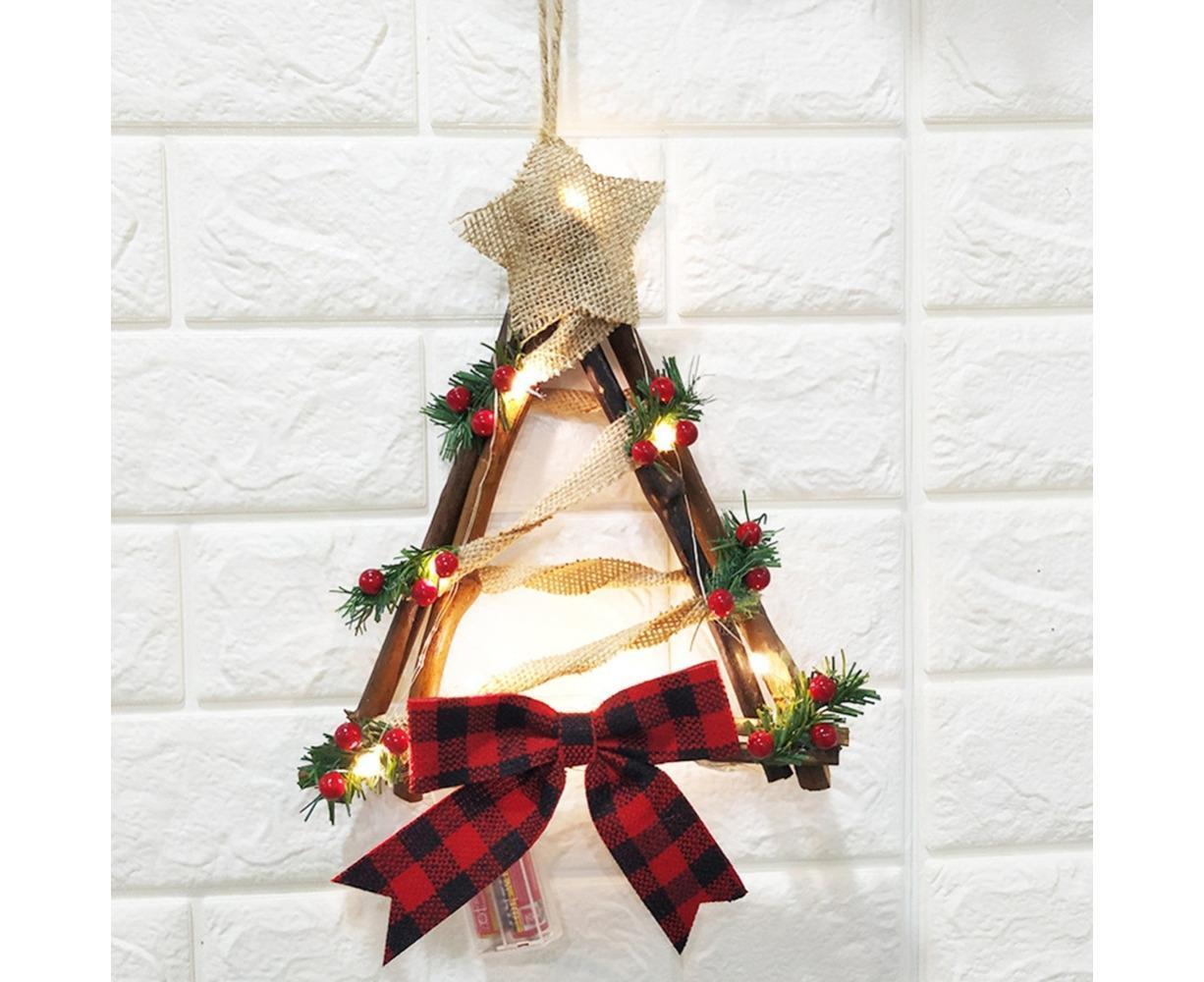 Lighted Christmas Wreath Decoration, Grapevine Wreath for Front Door Home Garden Wall Decor V1263-JX-1569