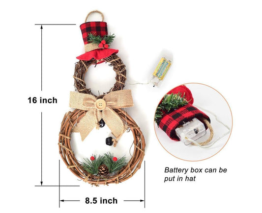 Lighted Christmas Wreath Decoration, Grapevine Wreath for Front Door Home Garden Wall Decor V1263-JX-1570
