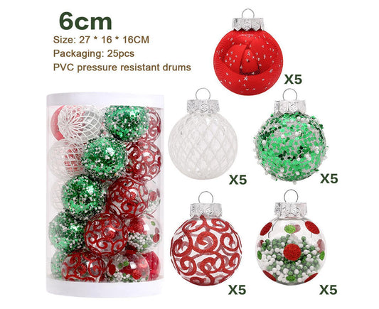 25pcs Christmas Decorations 6cm Xmas Tree Hanging Ball Xmas Tree Hanging Balls Xmas Hanging Balls Decor V1263-JX-1625