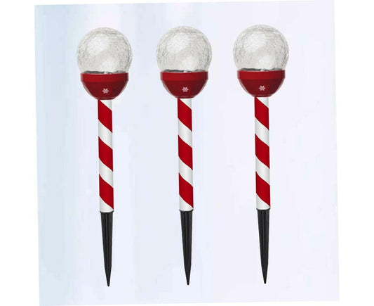 3 Pcs Christmas Solar Candy Lights Candy Cane Lights Outdoor Candy Pathway Markers adornos navideos para V1263-JX-1633