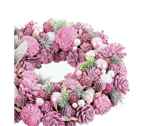 Advent wreathe pink multicolour plastic foam 34 x 34 x 8.5cm V1263-JX-1658