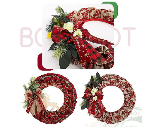 Christmas Wreath, Faux Linen Christmas Tree Wreath, Hanging Christmas Decorations, Artificial Christmas V1263-JX-1687