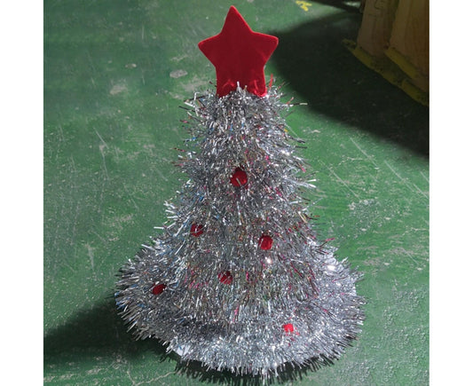 Green Ribbon Hat with Plush Small Ball Star Cap Top Xmas Dress Up Cloth Xmas Performance Wear Hat for V1263-JX-1703