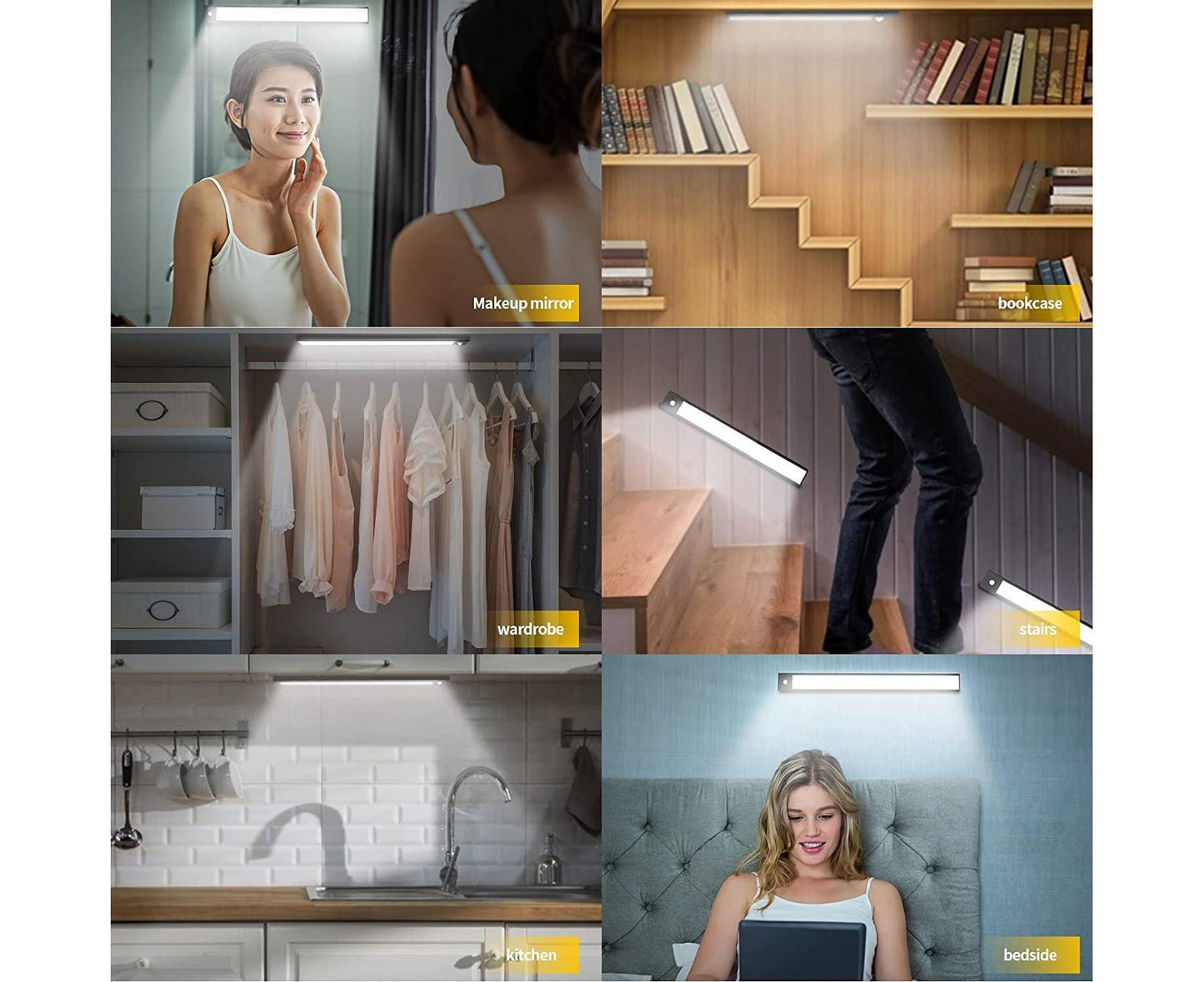 LED Closet Light with Motion Sensor, 12 Inch Dimmable Rechargeable LED Under Kitchen Cabinet Light V1263-JX-1707
