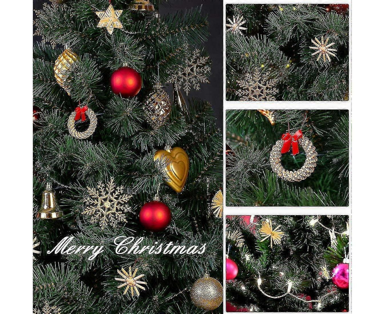 Straw Tree Decoration, 56 Pieces Christmas Tree Decoration Straw Pendant Set - Christmas Tree Decoration V1263-JX-1734