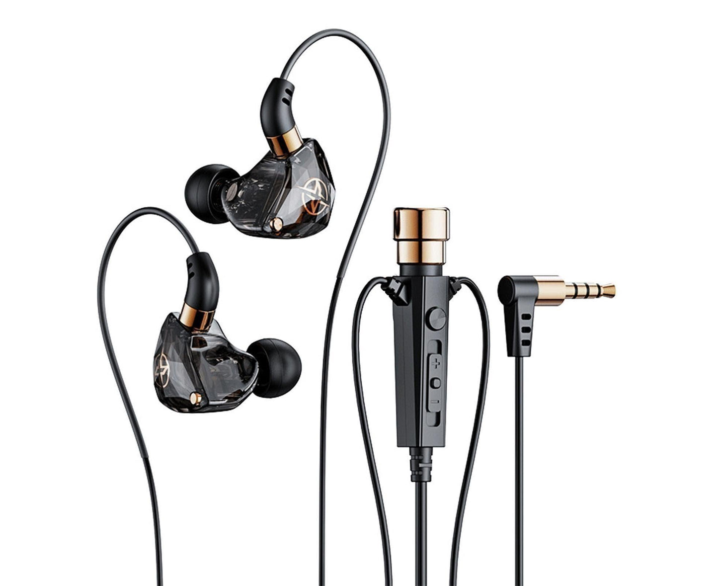 Wired Earphone Noise Reduction 3.5mm for Gaming/Karaoke-Black V1263-JX-186