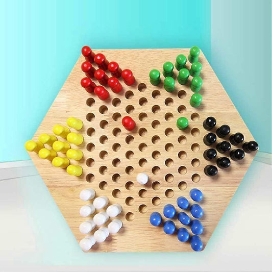 Chinese Checkers Wooden Building Board Games for babies Classic Set Halma Halma Family Strategy Pieces V1263-JX-1862